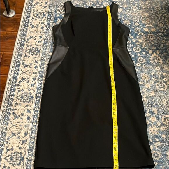 White House Black Market Boatneck Sheath Sleeveless Faux Leather Panels Dress - Picture 11 of 16